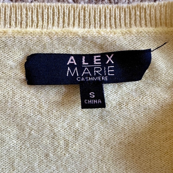 Alex Marie Yellow 100% Cashmere V-Neck Sweater – Women’s Size S - Picture 3 of 8